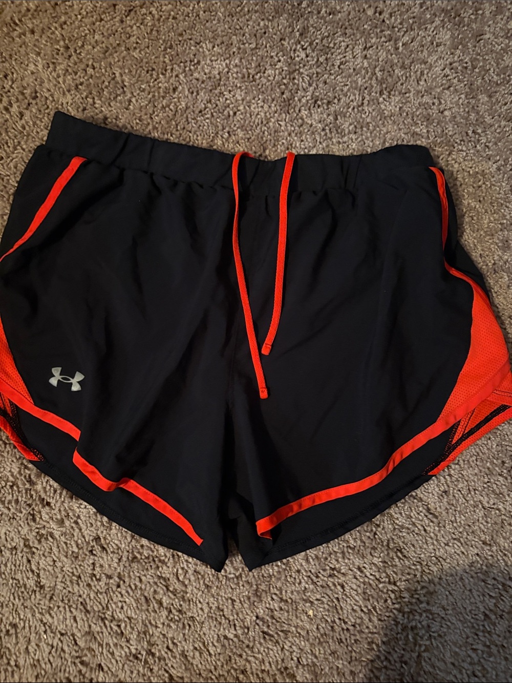 Under Armour Black Shorts with Bright Red Trim - Women's Athletic